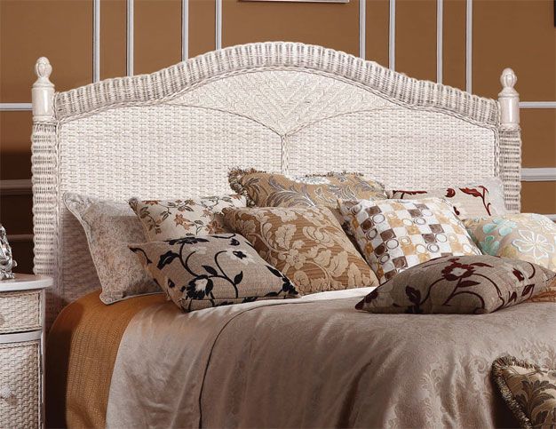 White wicker headboard queen sales