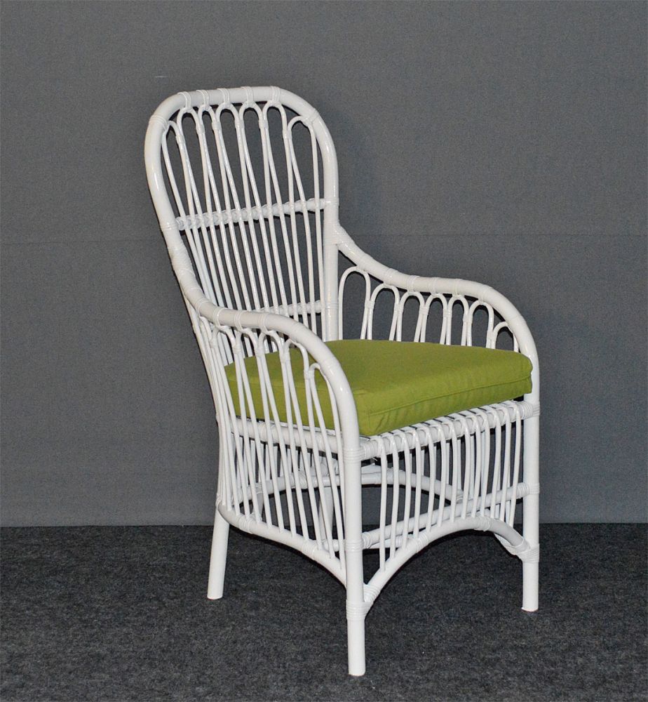 Rattan Dining Chair w Arms Bahama Style White Min 2