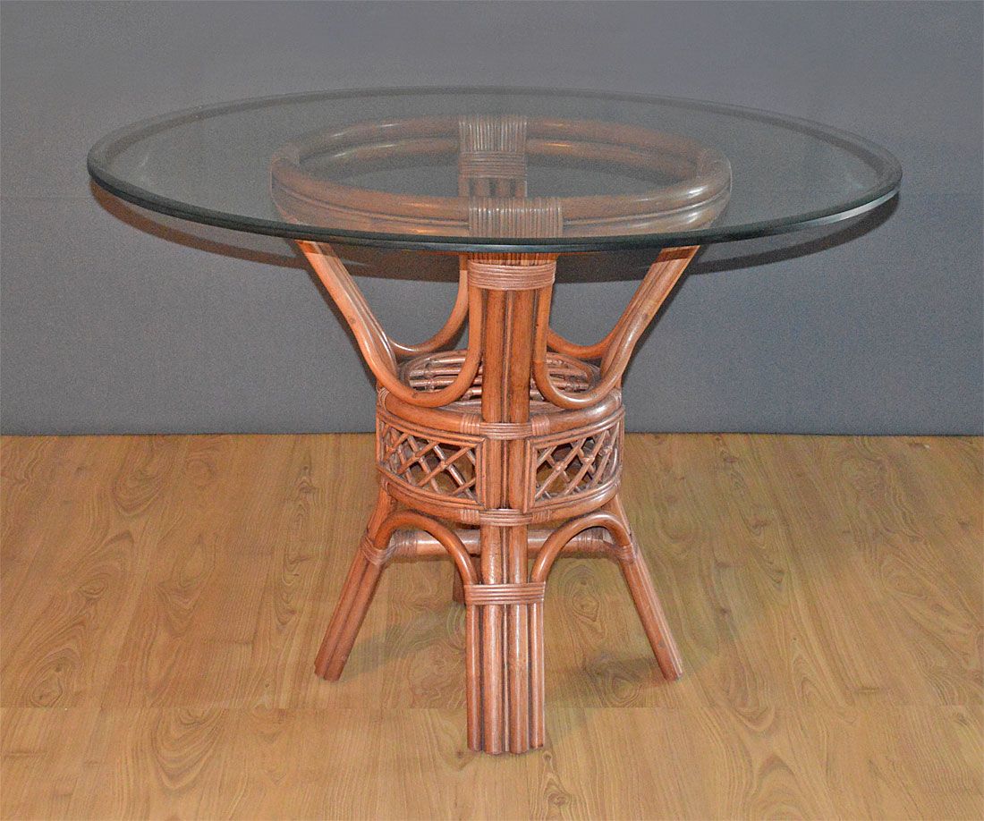 Round wicker dining table with glass top discount