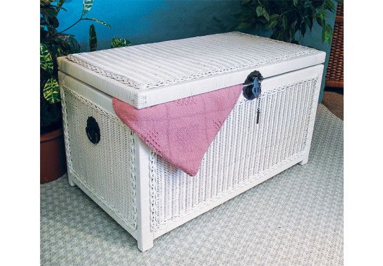 Wicker Trunks Chests Large Wood Lined White