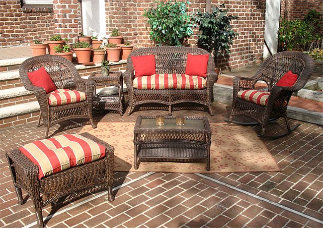 Piece Madrid Wicker Set with Seat Cushions (1) Love Seat (1