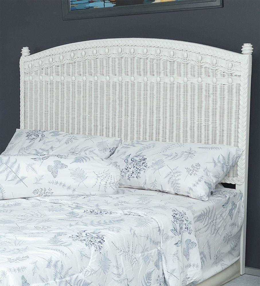 Wicker Headboard White Full Queen Beaded Victorian Style White