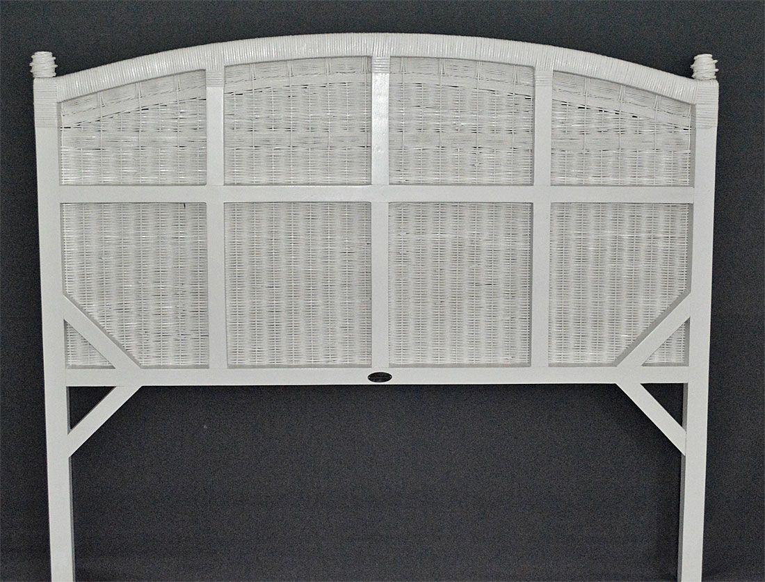 White rattan headboard queen discount