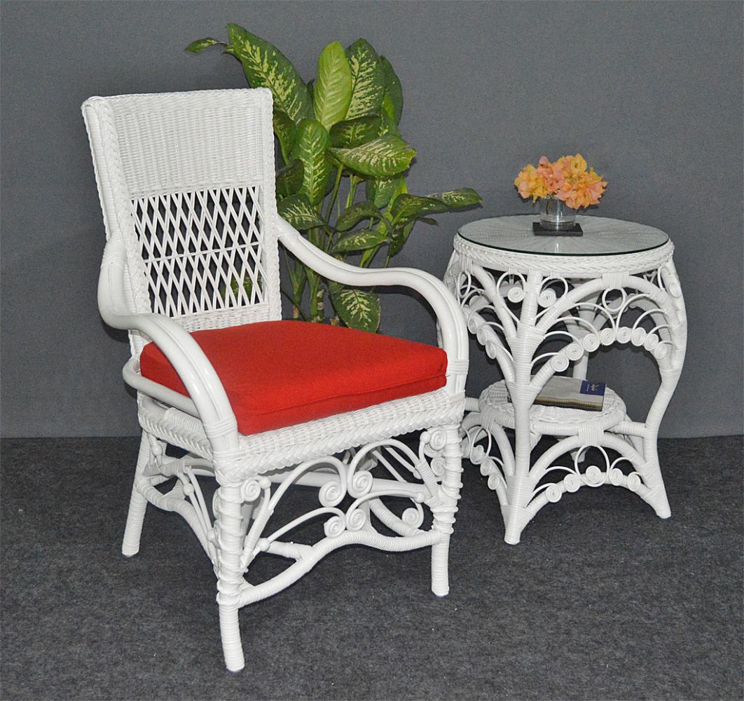 Wicker Chair Victorian Style with Arms our Sweetheart Table