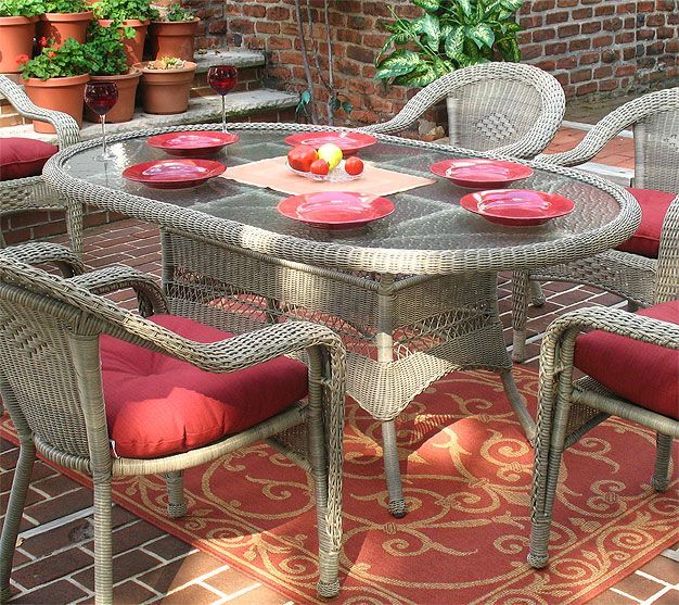 Resin Wicker Dining Table 72 Oval Table only Has Umbrella Hole