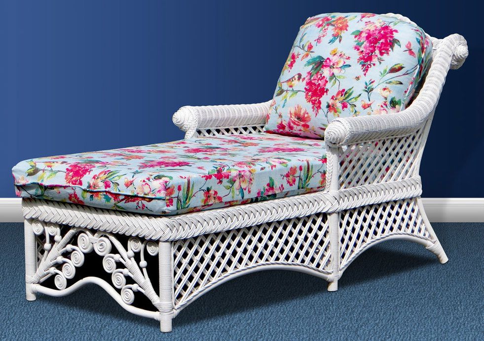 Antique wicker chaise lounge best sale
