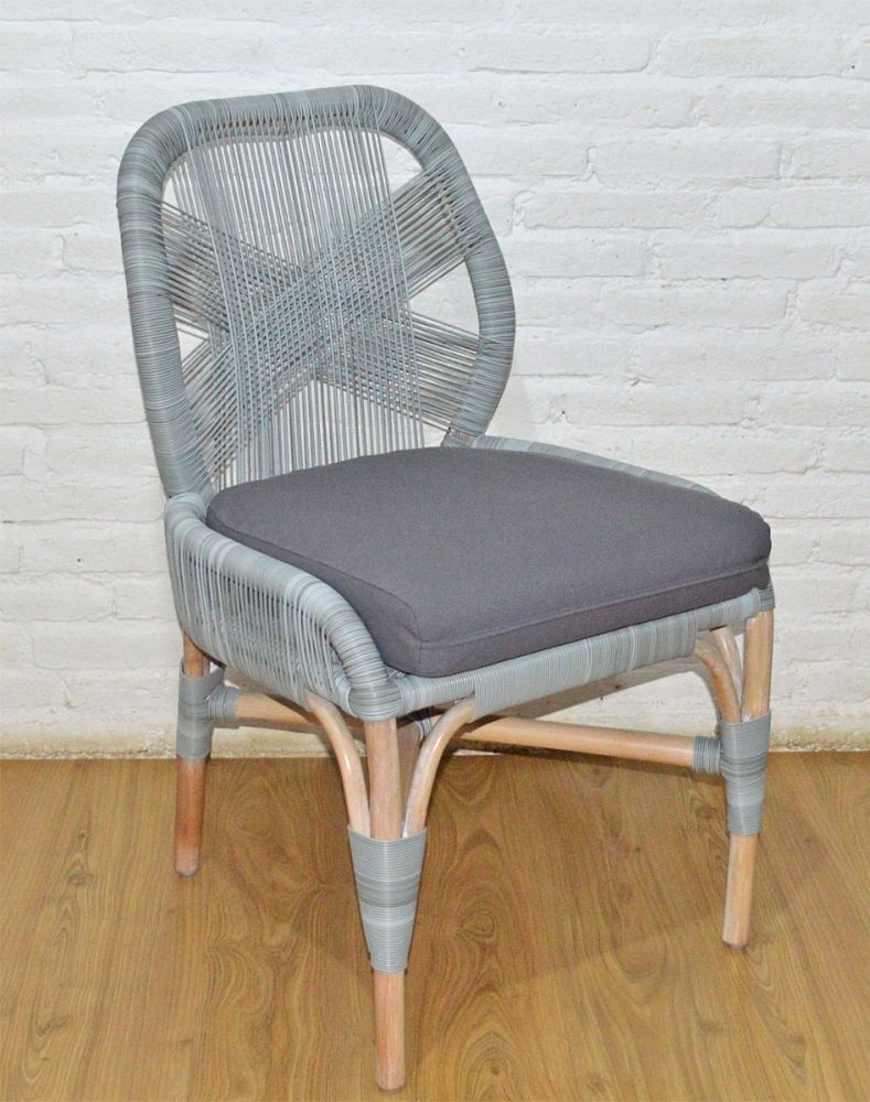 Wicker Dining Chair, Rattan Frame w/Synthetic Wicker  Blue