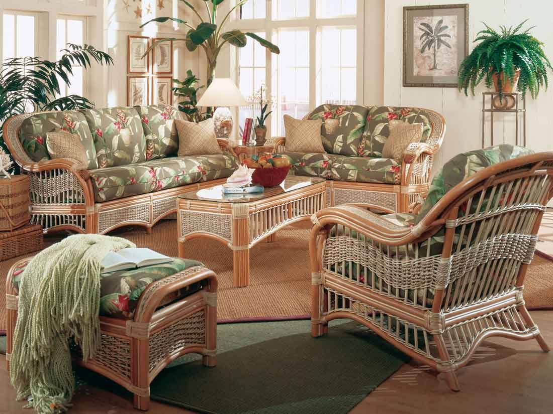 5) Piece Natural Rattan Wicker Furniture Set, Mariner