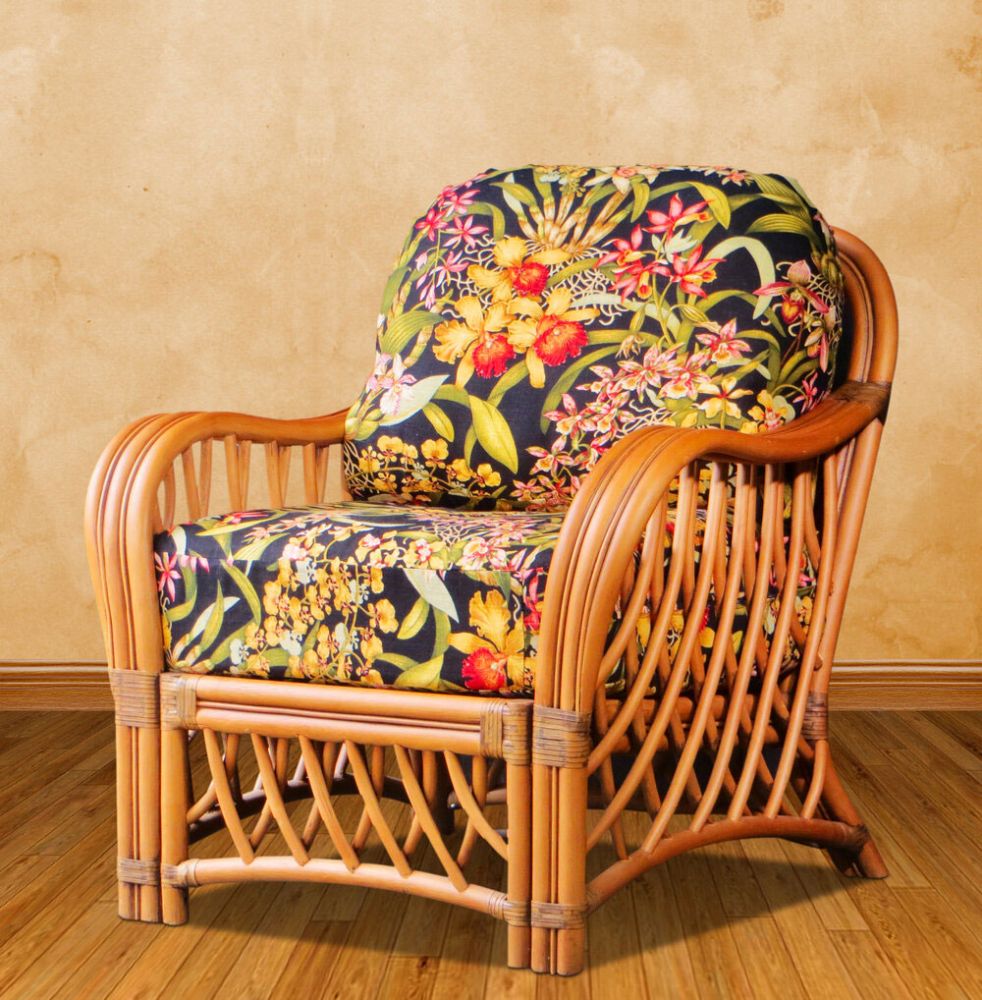 Old Town Natural Rattan Lounge Chair with Cushions