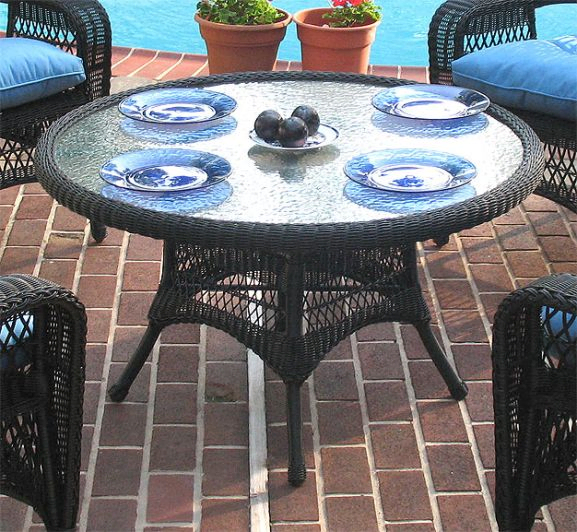 4 chair patio set with umbrella Foristern Wooden Outdoor Dining Set with Umbrella Hole for 4-6 People,