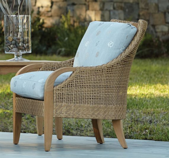 Lane Venture Edgewood Resin Wicker and Teak Lounge Chair with Cushions