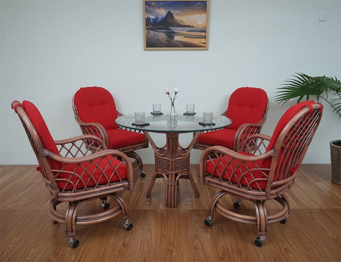 WITH POPPY RED CUSHIONS WITH POPPY RED CUSHIONS