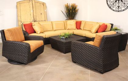 Leeward Synthetic Outdoor Wicker 8-Pc Sectional