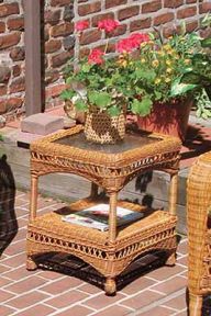 Resin Wicker End Table w/Inset Glass Top Bel Aire Style (5) Colors