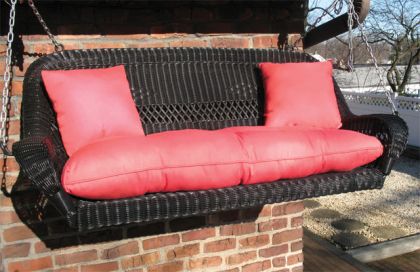 Resin Wicker Porch Swing Loveseat with Cushion 