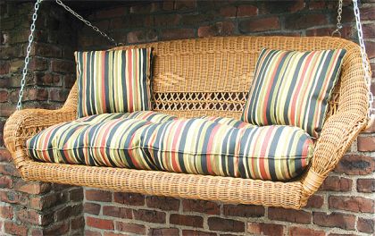 Resin Wicker Porch Swing Loveseat with Cushion 