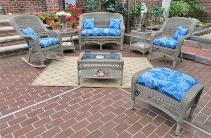 7 Piece Belair Resin Wicker Furniture Set as Shown