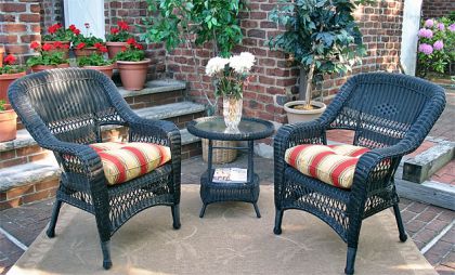 Bel Aire Resin Wicker Chat Set (2) Chairs (1) Round Table