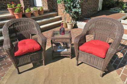3 Piece Malibu Resin Wicker Chat Set with Square Table