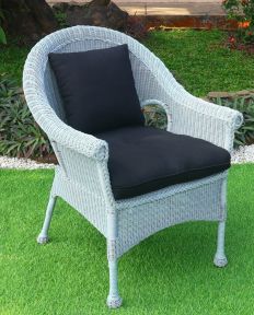 Cape May Resin Wicker Chair w/Seat &amp; Back Cushions,  Premium Indonesian Solid Synthetic Wicker 