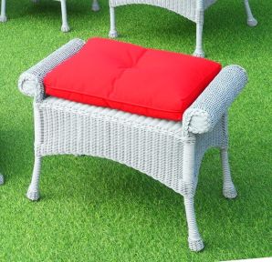 Cape May Resin Wicker Ottoman with Cushion, Premium Indonesian Solid Synthetic Wicker 