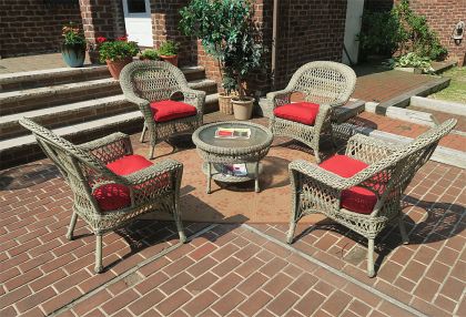 Madrid Resin Wicker Conversation Set with  19.5&quot; High Cocktail Table 