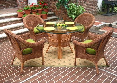 Wicker Dining Set 48&quot; Round Diamond Style 
