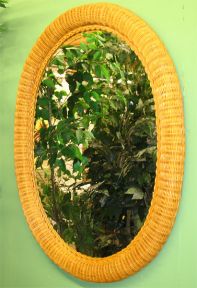 Wicker Mirror, Caramel XL Oval 30" x 39"