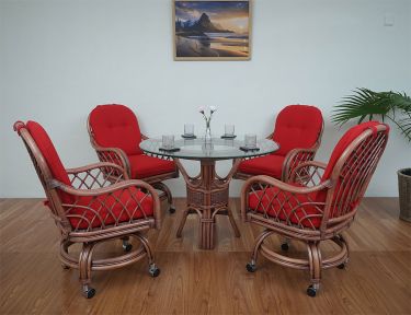 WITH POPPY RED CUSHIONS