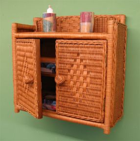 Medicine Chest Wicker Wall Rack, Caramel