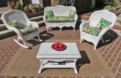 4 Piece Naples Natural Wicker Set with 1-Chair 1-Rocker