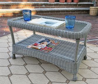 Resin Wicker Coffee Table w/inset glass top Veranda Style (3) Colors