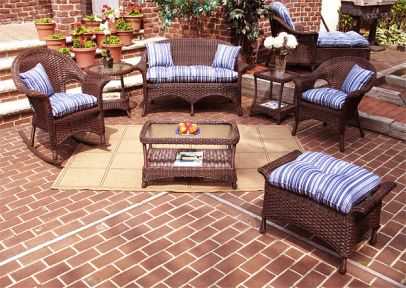 4 Piece Veranda Resin Wicker Set with 1-Rocker &amp; 1-Chair (1) LS (1) Table 