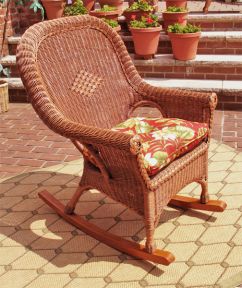 Natural Wicker Rocking Chairs, High Back Diamond Style