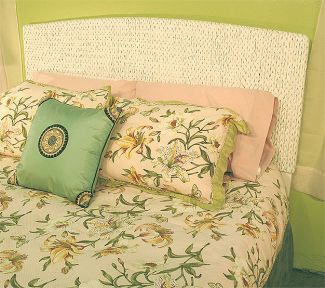 Wicker Headboard White Twin Water Hyacinth Style