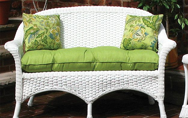 Sunbrella Fabric Wicker Loveseat Cushion, Wicker Vanity Chair Cushions
