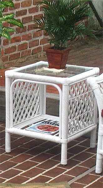 Havana Rattan End Table with Glass Top