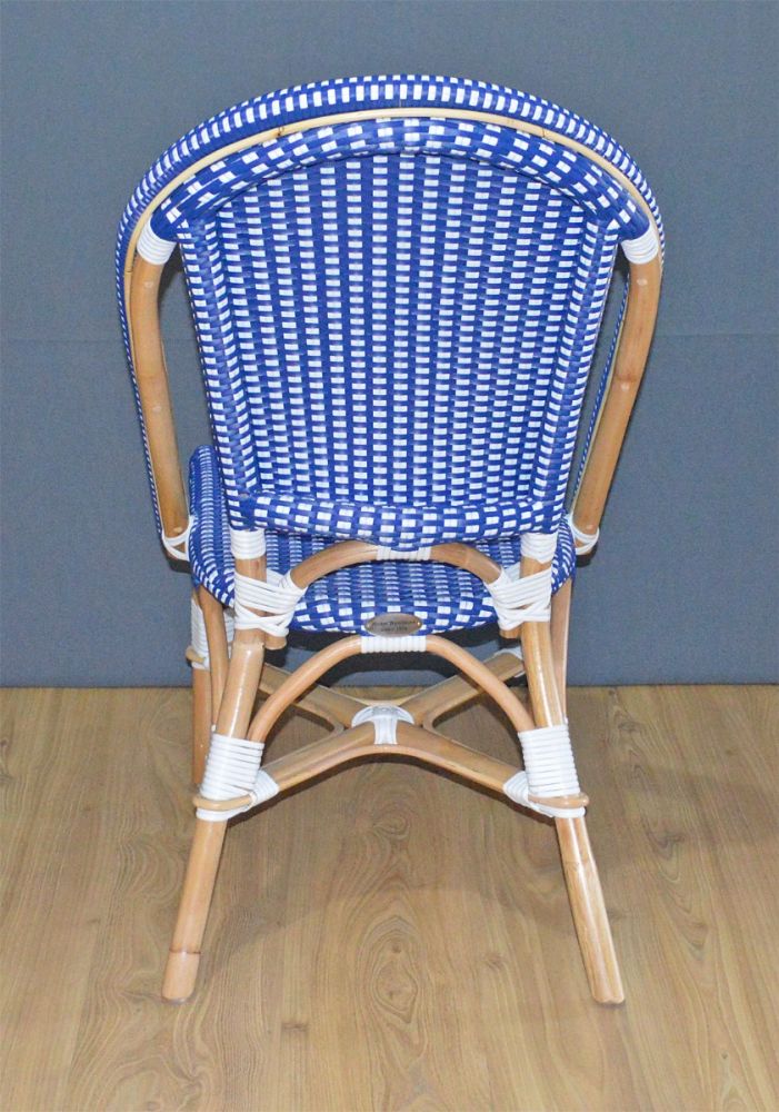 Rattan Dining Chair Lila Style Bistro Natural Frame Blue White