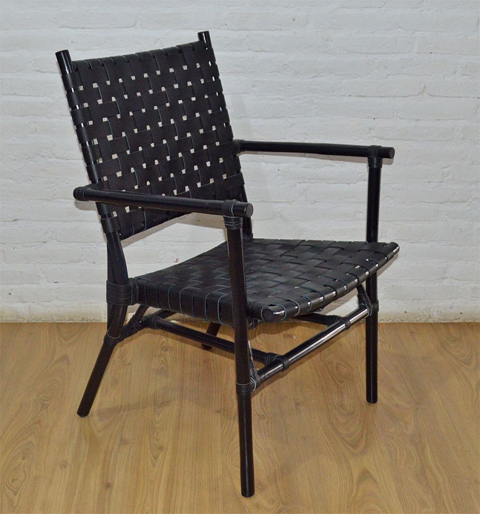 Black leather strap cheap chair