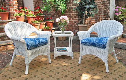 3 Piece Veranda Chat Resin Wicker  Set with Square Table