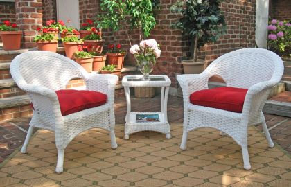 3 Piece Veranda Chat Resin Wicker  Set with Square Table