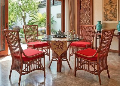 Rattan Dining Sets 42" Round (4-Side Chairs) Dorado