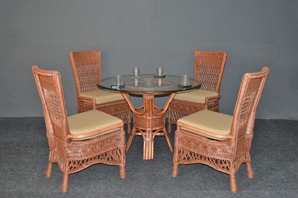 Wicker Dining Sets 42" Round (4) Side Chairs) Beaded Francesca Style