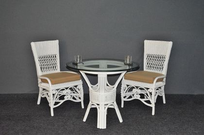 Wicker Dining Set 36" Victorian (2-Side Chairs) ( White Only
