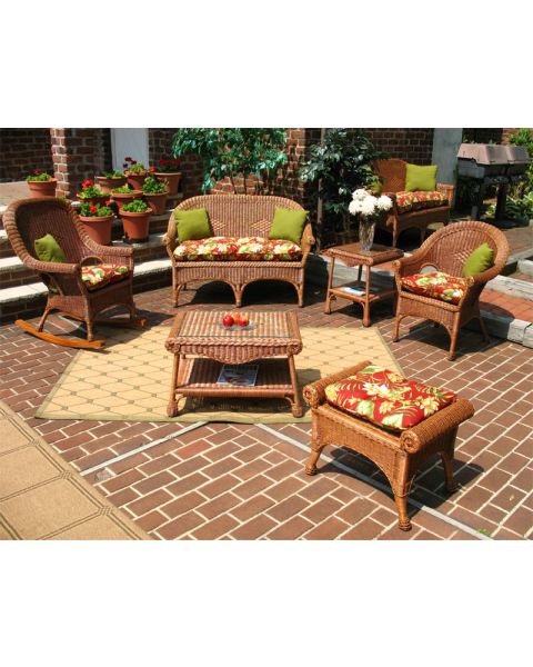 4 Piece Diamond Natural Wicker Set (2) Chairs