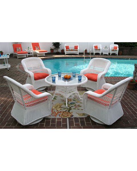 Belaire Resin Wicker Swivel Glider Conversation Set (1) 24" High Table (4) Chairs