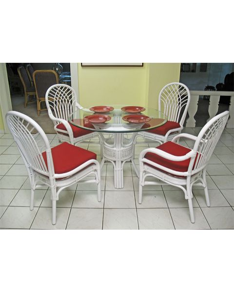 Rattan Dining Set 42" Round Savannah Style (2-Arm & 2-Side Chairs)