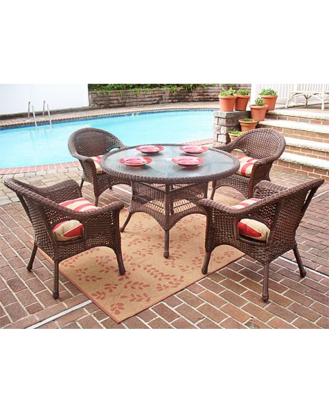 Veranda Resin Wicker Dining Set 48" Round (Click Here to see all 4 Wicker Colors)
