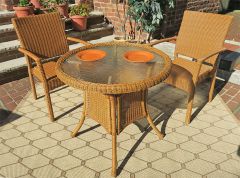 Caribbean Resin Wicker Bistro Dining Set  30" (2-Arm Chairs)