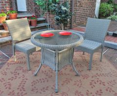 Caribbean Resin Wicker Bistro Dining Set 30" Round  (2-Side Chairs)